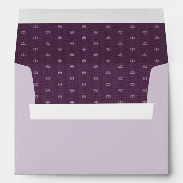 Plum | Natural  Vintage Pattern Burlap Wedding Envelope (Back (Bottom))