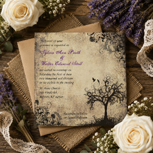 Plum New Life Vintage Wedding Invitation