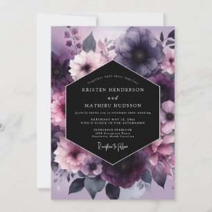 Plum Nocturnal Bloom Wedding Invitation