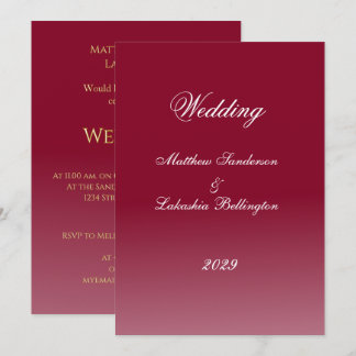 Plum Noir evening or night Wedding classic Gothic Invitation