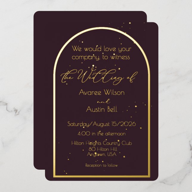 Plum Noir Purple Wedding Invitation (Front/Back)