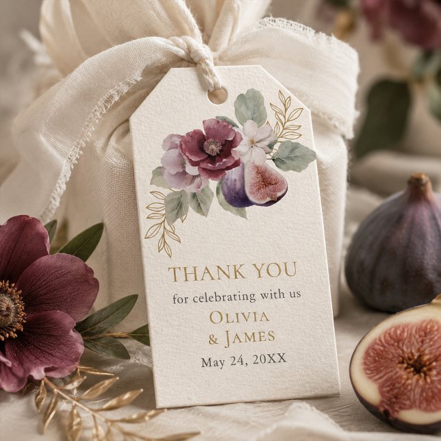 Plum & Olive Botanical Wedding Favour Tag (Plum & Olive Botanical Wedding Favor Tag)