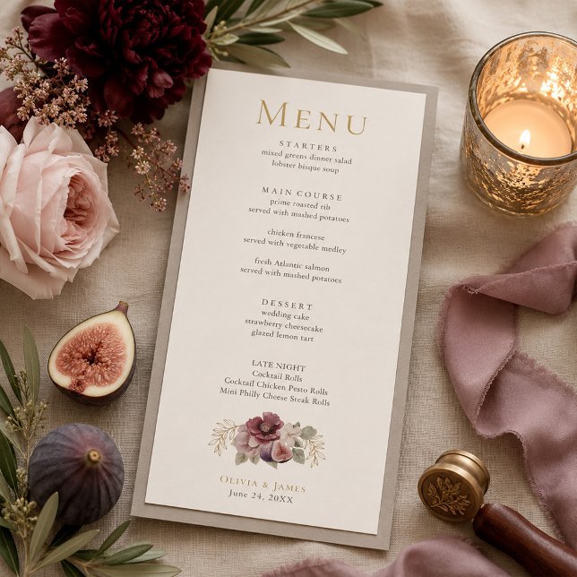 Plum & Olive Botanical Wedding Menu (Plum & Olive Botanical Wedding Menu)