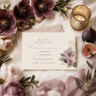 Plum & Olive Botanical Wedding RSVP Card