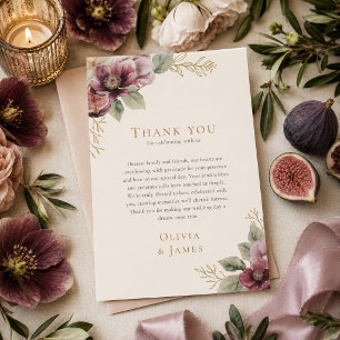 Plum & Olive Botanical Wedding Thank You Card