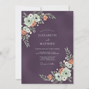 Plum Opulent Nature Wedding Invitation