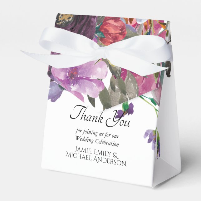 Plum Orange Floral Personalised Small Favour Box (Front Side)