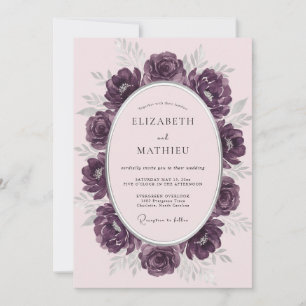 Plum Painted Bloom Wedding Invitation