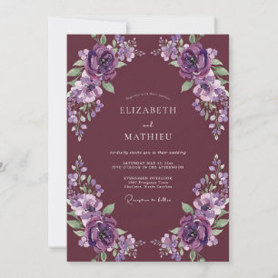 Plum Painted Warm Rose Wedding Invitation