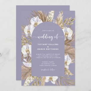 Plum Pampas Grass Arch Wedding Invitation