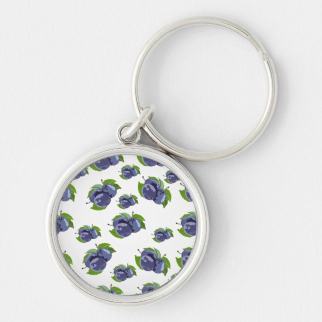 Plum pattern zazzle HEART tote bag Key Ring (Front)