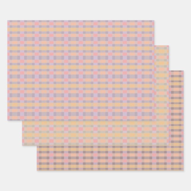 Plum Peach and Lilac Wrapping Paper Sheet (Set)