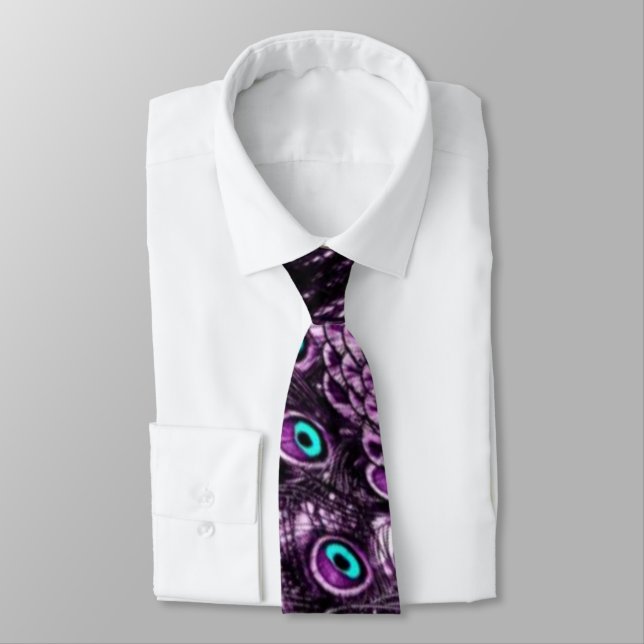 Plum Peacock Tie (Tied)