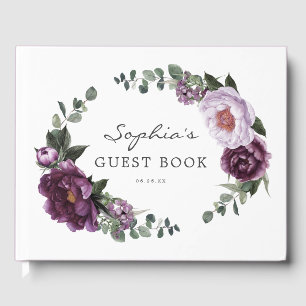 Plum Peonies Bridal Shower Guest Book
