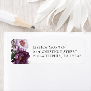 Plum Peonies Return Address Label