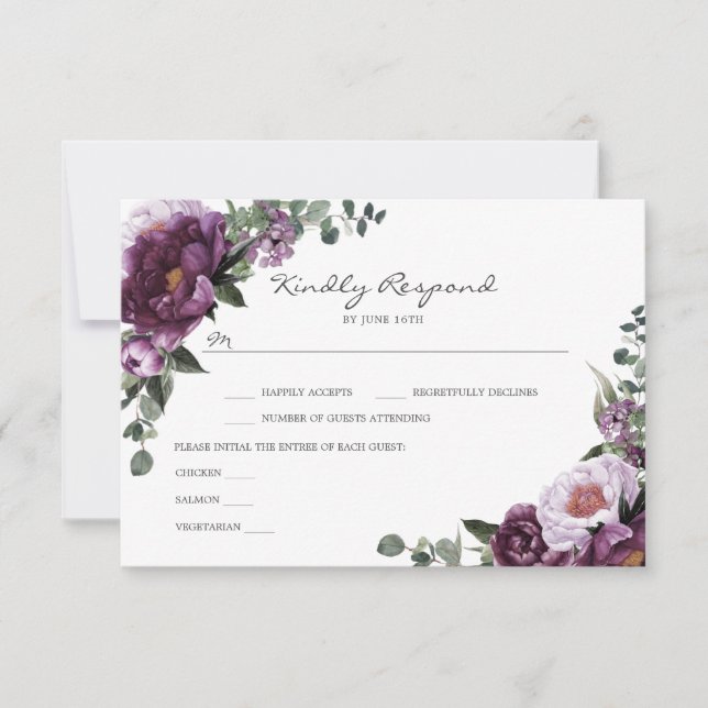 Plum Peonies RSVP Insert Card (Front)