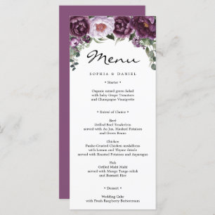 Plum Peonies Wedding Menu Bridal Shower Menu