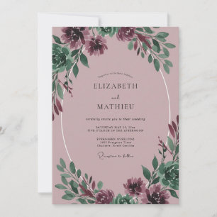 Plum Peony Mauve Wedding Invitation