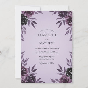 Plum Peony Wedding Invitation