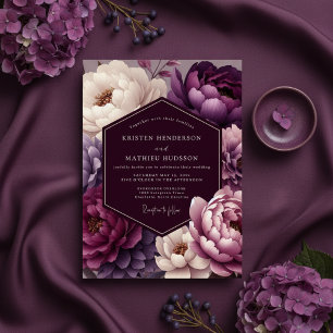 Plum Peony Wedding Invitation