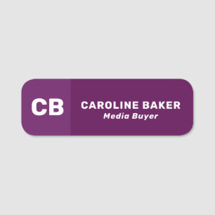 Plum Perfection Elegant Monogram Name Tag