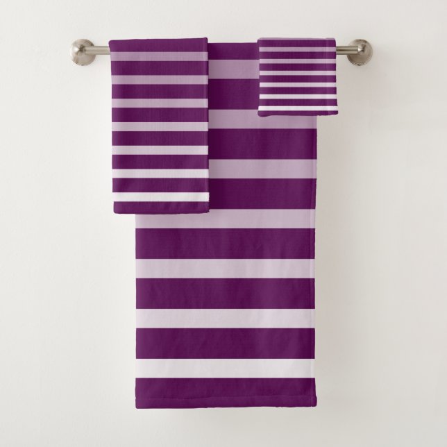 Plum Perfection - Elegant Plum Stripes Bath Towel (Insitu)