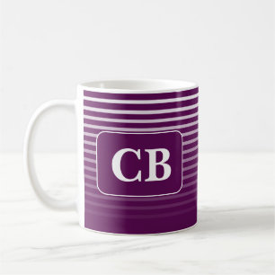 Plum Perfection - Fading Stripes Monogram -  Coffee Mug
