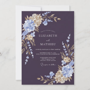 Plum Periwinkle Blossom Wedding Invitation