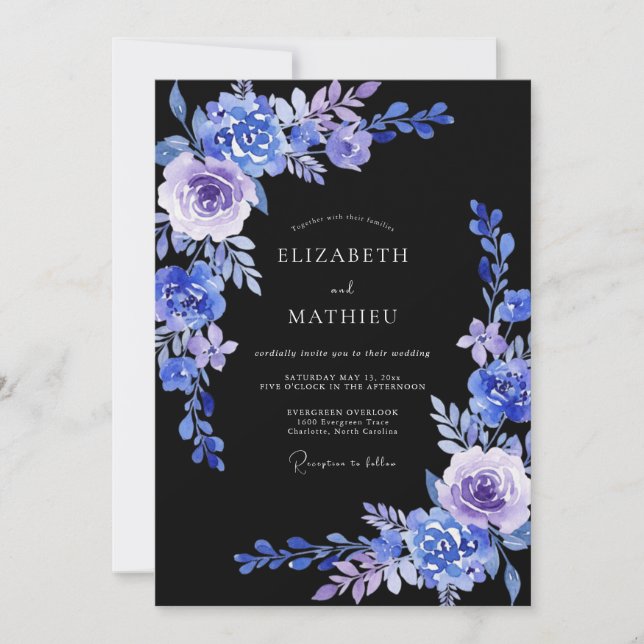 Plum Periwinkle Petal Wedding Invitation (Front)