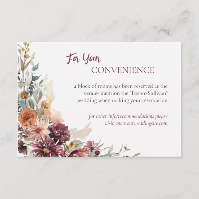 Plum Petals Wedding Enclosure Card (Front)