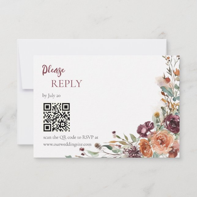 Plum Petals Wedding RSVP Card (Front)