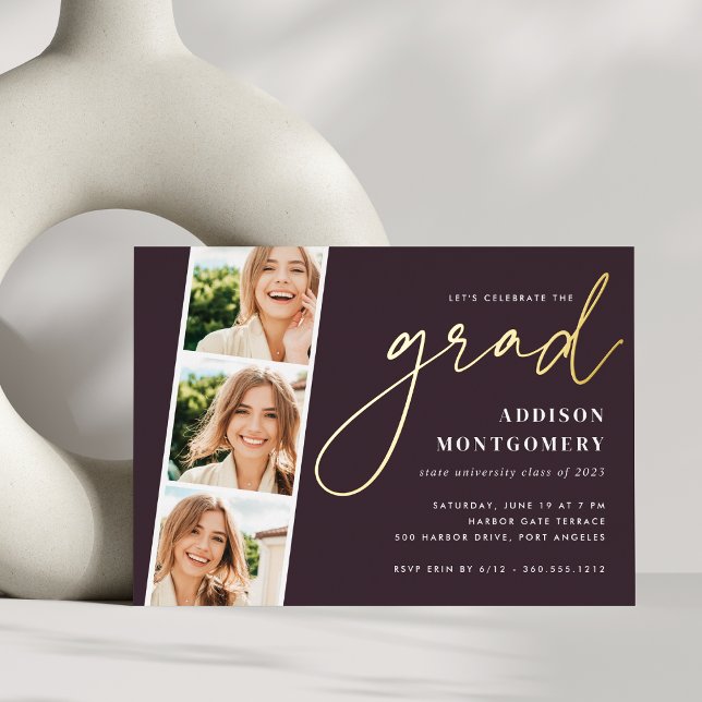 Plum | Photo Strip Graduation Party Gold (Creator Uploaded)