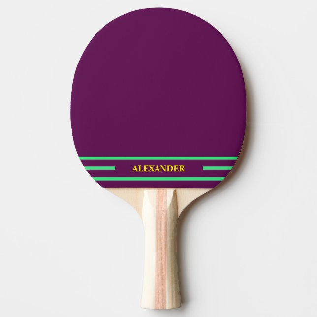 Plum Ping Pong Paddle With Initials (Front)
