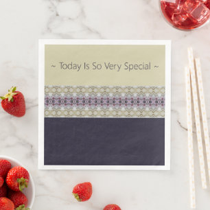 Plum Pink Creamy Beige And Grey Napkin