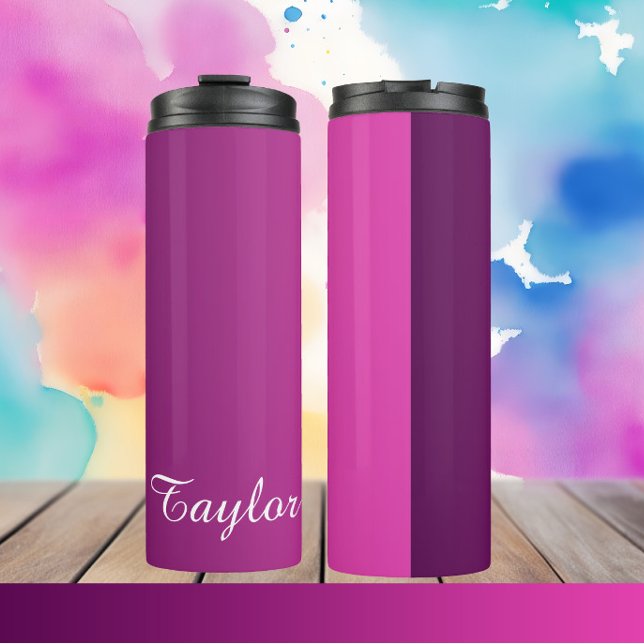 Plum Pink Ombre  Customisable Name Thermal Tumbler (Creator Uploaded)