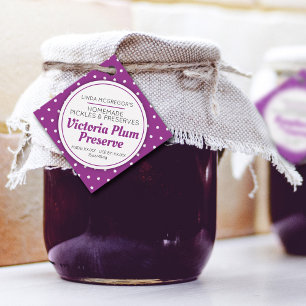 Plum preserve red jam jar food product label