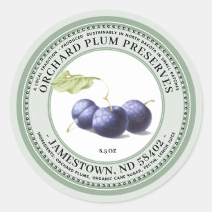 Plum Preserves Label Jam Jelly 1930 Green