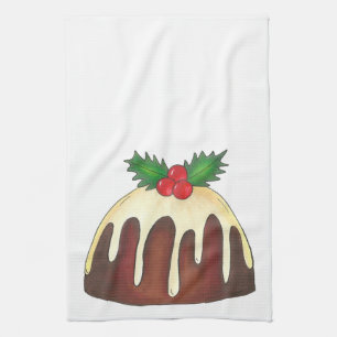 Plum Pudding Christmas Holiday British Dessert Tea Towel