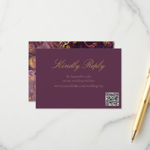 Plum Purple And Gold Marble Enclosure Card