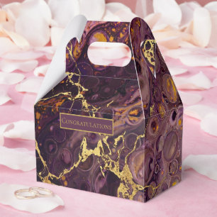 Plum Purple And Gold Marble Favour Box