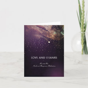 Plum Purple and Gold Shooting Star Night Thank You Card