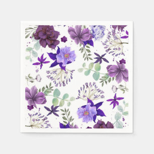 Plum Purple and Violet Flowers Elegant Celebration Napkin
