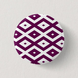 Plum purple and white diamond pattern 3 cm round badge