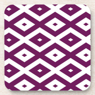 Plum purple and white diamond pattern coaster