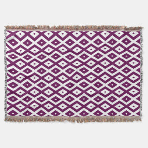 Plum purple and white diamond pattern throw blanket
