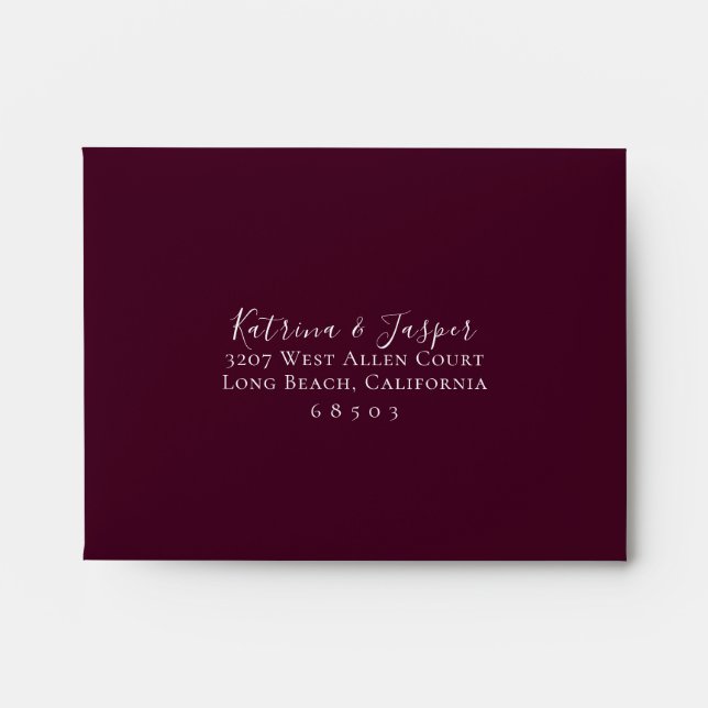 Plum Purple Blush Floral RSVP Return Address Envelope (Front)