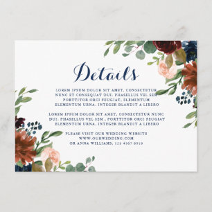 Plum Purple Blush Pink Botanical Floral Details En Enclosure Card
