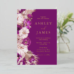Plum Purple & Blush Rose Gold Foil Wedding