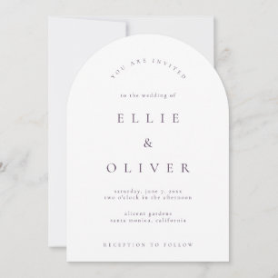 Plum Purple Boho Arch Modern Wedding Invitation