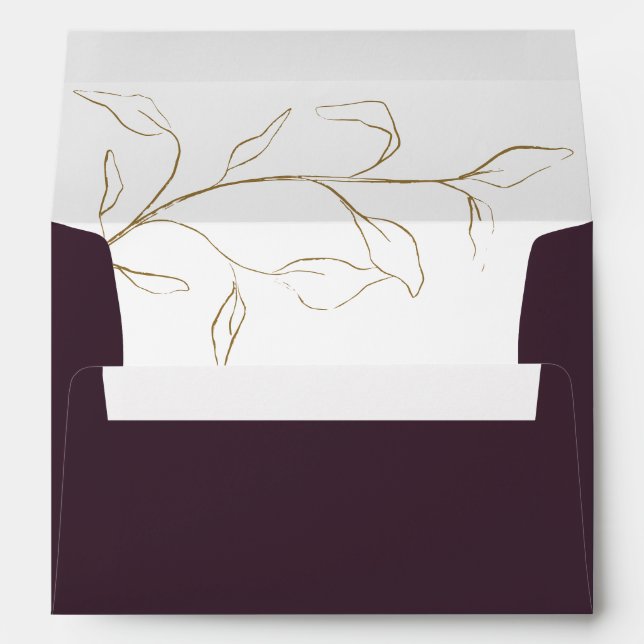 Plum Purple Bridal Shower or Wedding Invitation En Envelope (Back (Bottom))